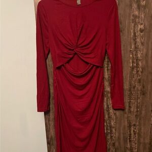 💥Buy 2 Get 1 Free💥 SHEIN Red Ruched Long Sleeve Bodycon Dress